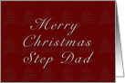Step Dad Merry Christmas, Red Background with Christmas Tree card