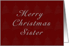 Sister Merry Christmas, Red Background with Christmas Tree card