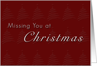 Missing You at Christmas, Red Background with Christmas Tree card