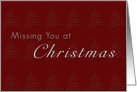 Missing You at Christmas, Red Background with Christmas Tree card
