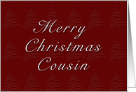 Cousin Merry Christmas, Red Background with Christmas Tree card