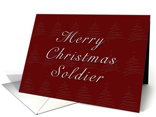 Soldier Merry Christmas, Red Background with Christmas Tree card