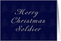 Soldier Merry Christmas, Blue Background with Christmas Tree card