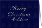 Soldier Merry Christmas, Blue Background with Christmas Tree card