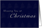 Missing You at Christmas, Blue Background with Christmas Tree card