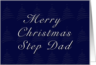 Step Dad Merry Christmas, Blue Background with Christmas Tree card