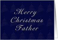 Father Merry Christmas, Blue Background with Christmas Tree card