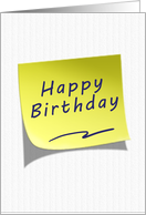 Happy Birthday Yellow Post Note card