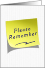 Please Remember Business Yellow Post Note card