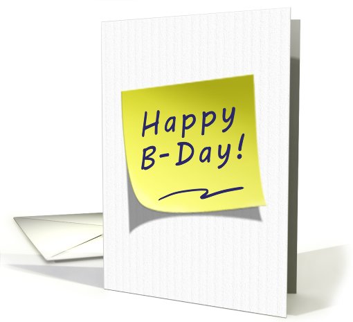 Happy B-Day Yellow Post Note card (640833)