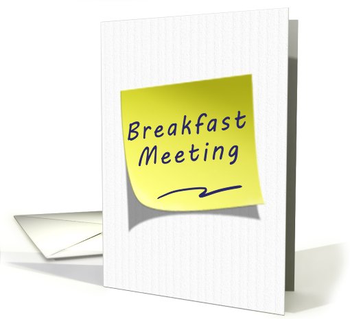 Breakfast Meeting Business Announcement Yellow Post Note card (640836)