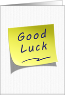 Good Luck Yellow Post Note card