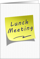 Lunch Meeting Business Announcement Yellow Post Note card