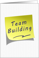 Team Building Business Announcement Yellow Post Note card