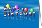 Happy Birthday, Balloons with Blue Sky card