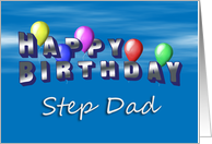 Step Dad Happy Birthday, Balloons with Blue Sky card