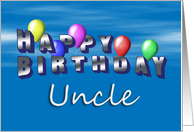 Uncle Happy Birthday, Balloons with Blue Sky card