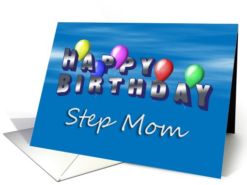 Step Mom Happy Birthday, Balloons with Blue Sky card (643461)
