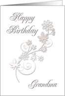 Grandma Happy Birthday, Flowers on White Background card