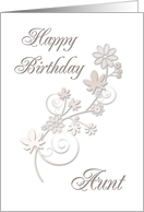 Aunt Happy Birthday, Flowers on White Background card