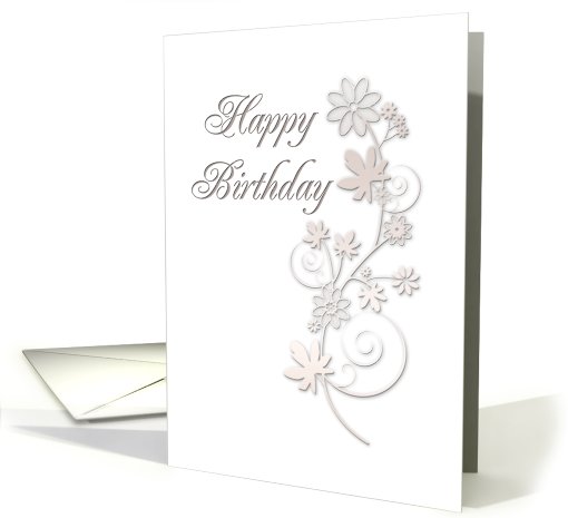 Happy Birthday, Flowers on White Background card (643486)