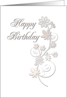 Happy Birthday, Flowers on White Background card