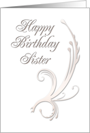Sister Happy Birthday, Vines on White Background card