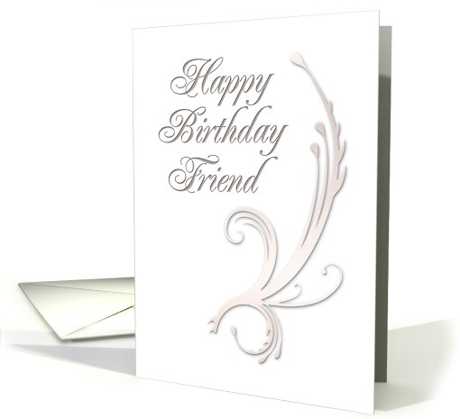 Friend Happy Birthday, Vines on White Background card (643491)