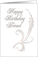 Friend Happy Birthday, Vines on White Background card
