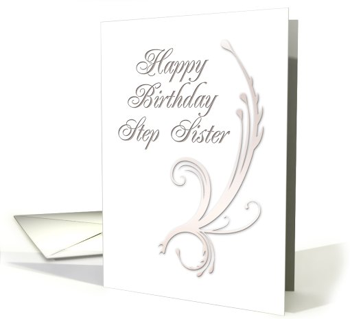 Step Sister Happy Birthday, Vines on White Background card (643494)