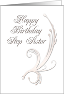 Step Sister Happy Birthday, Vines on White Background card