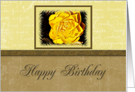 Happy Birthday, Yellow Flower with Yellow and Tan Background card