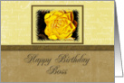 Boss Happy Birthday, Yellow Flower with Yellow and Tan Background card