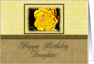 Daughter Happy Birthday, Yellow Flower with Yellow and Tan Background card