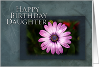 Daughter Happy Birthday, Pink Flower with Blue and Green Background card