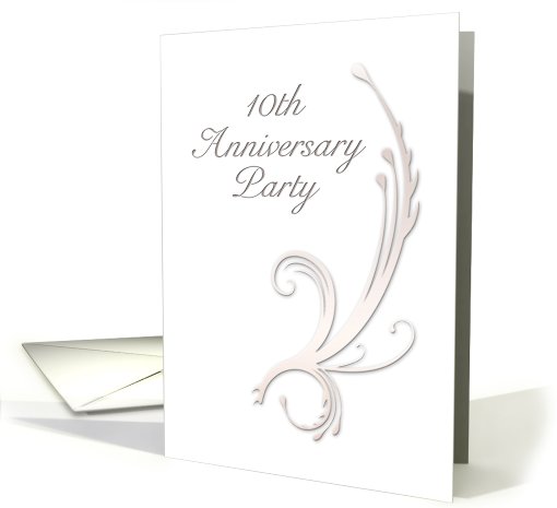 10th Anniversary Party Invitation, Vines on White Background card