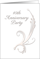 10th Anniversary Party Invitation, Vines on White Background card