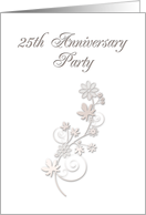 25th Anniversary Party Invitation, Flowers on White Background card