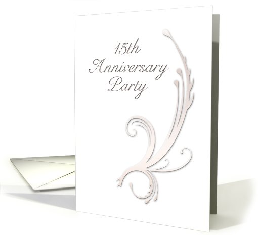 15th Anniversary Party Invitation, Vines on White Background card