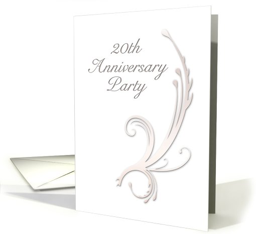20th Anniversary Party Invitation, Vines on White Background card