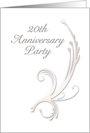 20th Anniversary Party Invitation, Vines on White Background card