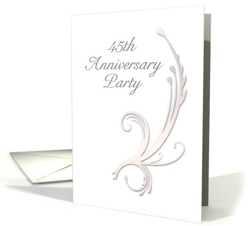 45th Anniversary Party Invitation, Vines on White Background card