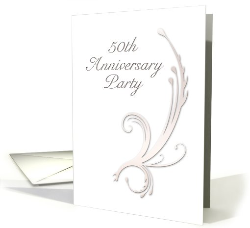 50th Anniversary Party Invitation, Vines on White Background card