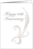 Happy 10th Anniversary, Vines on White Background card