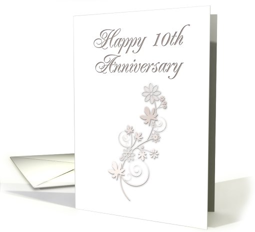 Happy 10th Anniversary, Flowers on White Background card (643572)