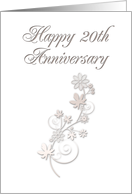 Happy 20th Anniversary, Flowers on White Background card