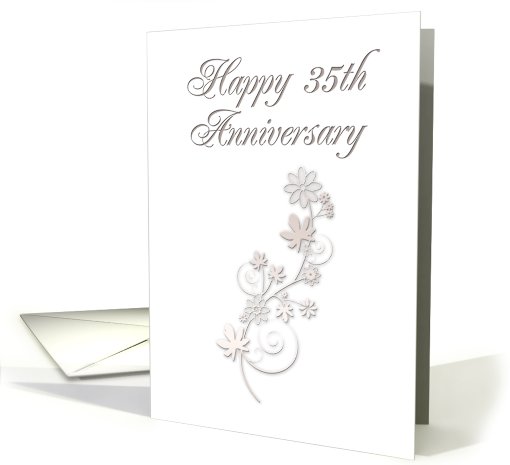 Happy 35th Anniversary, Flowers on White Background card (643577)