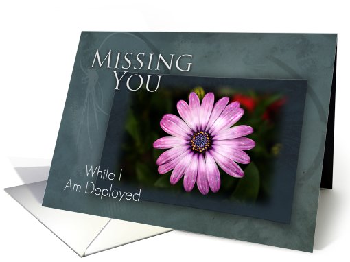 Missing You While I Am Deployed, Pink Flower on Green and... (643777)