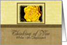 Thinking of You While I Am Deployed Yellow Flower with Yellow and Tan Background card