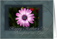 Daughter-in-Law Happy Mother’s Day Pink Flower with Green and Blue Background card